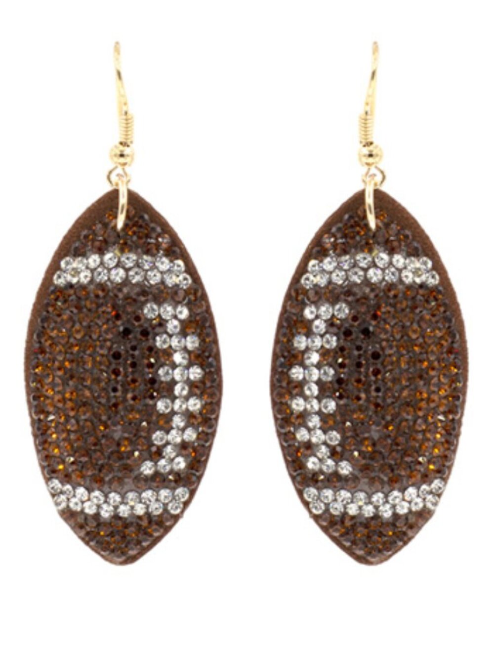 Rhinestone Plush Football Earrings - Football Mom - Game Day Earrings